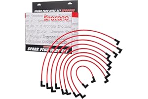 Spocoro 10.5mm High Performance Spark Plug Wires Set Replacement for SBC HEI BBC Chevy 350 383 454 Electronic, (Red)