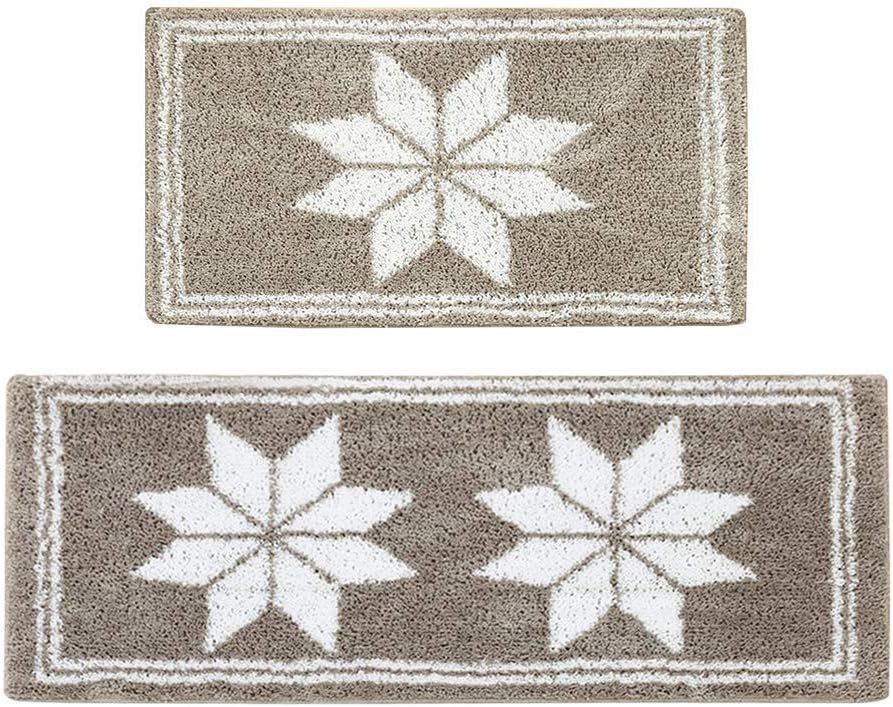 MOROTOLE Kitchen Rugs Set Non Skid Rubber Backing Doormat Runner Rug Set 2 Piece(19.7"x31.5"+19.7"x47.2")