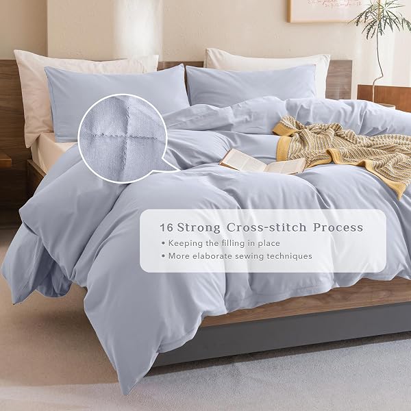 COZYTIDE KING SIZE COMFORTER SET,COTTON LIGHT BLUE BEDDING COMFORTER SET,3 PIECES (1 SOLID COMFORTER AND 2 PILLOWCASES) SOFT LIGHTWEIGHT KING SIZE BEDDING SET FOR ALL SEASON
