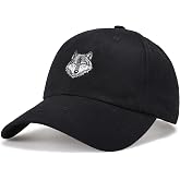 Wolf Embroidered Dad Hat for Men Women, 100% Cotton Soft Baseball Cap, Adjustable Strapback Solid Minimalist Versatile Hat