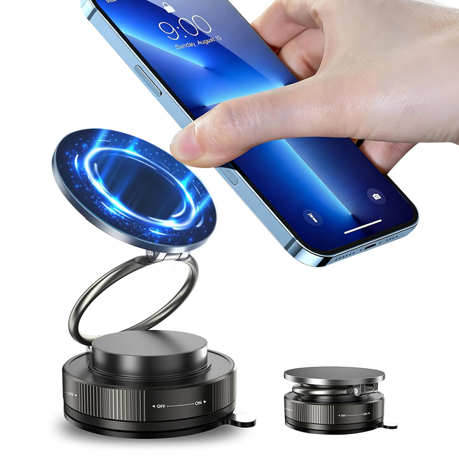 Miedecdel Magnetic Phone Holder for MagSafe, 360° Adjustable Car Phone Mount with 96+LBS Strongest Suction & 2800gf Strongest Magnetic for Dashboard/Gym/Mirror, Compatible with iPhone & Android