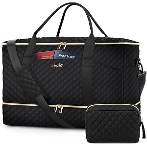 ZOMFELT Carry on Luggage 22x14x9 Airline Approved, 45L Travel Bag for Women | Duffle Bag with Shoe Compartment, Weekender Ove
