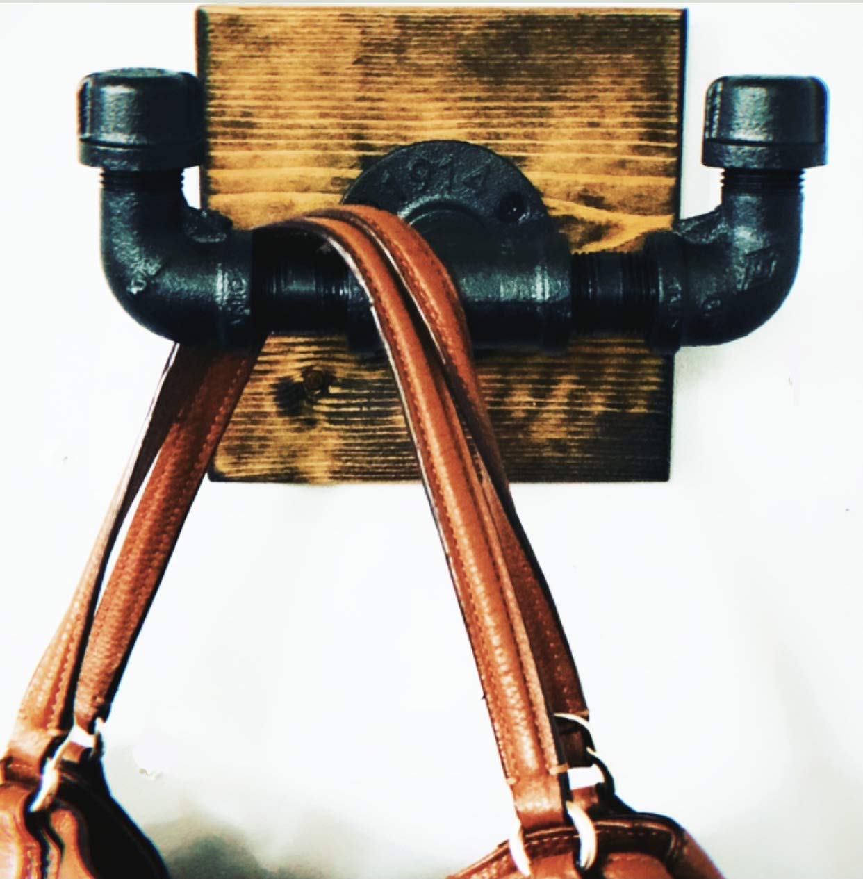 Wall Mounted Double Hook Rack Industrial Pipe Wall Hook