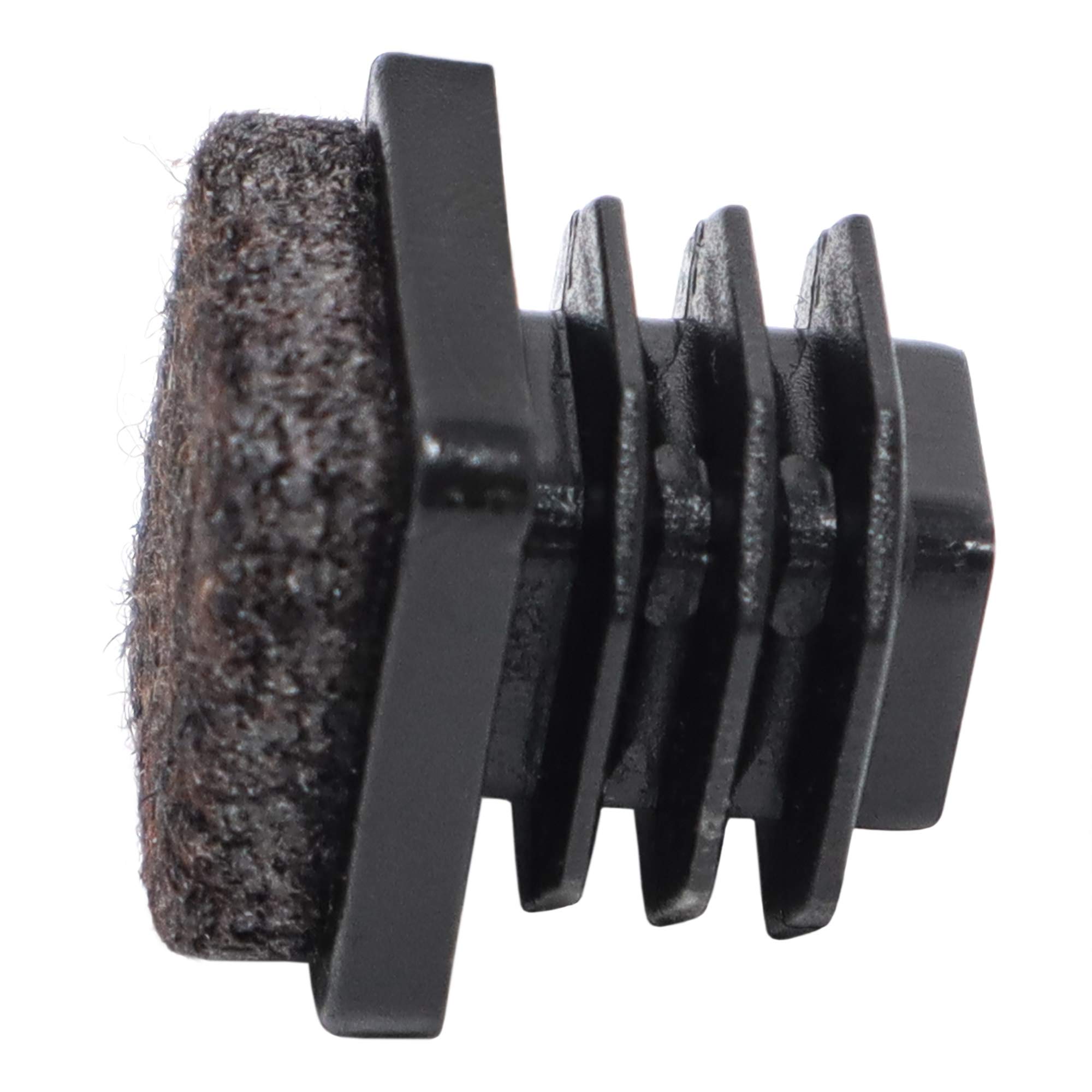 Adsamm® / 32 x Felt glides for tubes / black / 12x12 - 14x14 mm / square / Premium quality ripped inserts with felt for tubular steel chairs