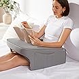 cooloo8 Reading Pillow for Bed, Gaming Pillow for Lap, Petite Adults, Teens Arm Rest Pillow, Memory Foam Lap Desk Pillow for Reading, Working, Playing, Crocheting in Bed Couch(Grey)