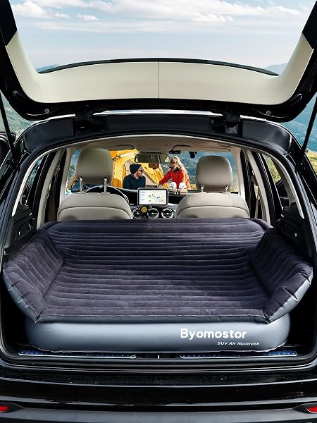 SUV AIR MATTRESS WITH WIRELESS REMOVABLE 3-IN-1 BUILT-IN PUMP & MATTRESS ‘WINGS’ | 7-INCH HEIGHT CAR MATTRESS FOR MID/LARGE SUVS, TRUCKS, MINIVANS, SUPPORTS 660LBS – IDEAL FOR ROAD TRIPS & CAMPING