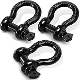 Bekith 3 Pack D Ring Shackles 3/4" Shackle Rugged Unbreakable 28.5 Ton (57,000 Lbs) Maximum Break Strength Heavy Duty Shackles for Tow Strap, Winch, Off-Road Truck Vehicle Recovery, Black
