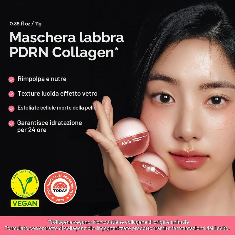 Al Collagene Pdrn Glazed Jelly, Balsamo Per Labbra, Maschera Per Dormire Durante La Notte, Trattamento Idratante Per Labbra Screpolate E Secche, 0,38 Fl Oz — foto 2 di 8