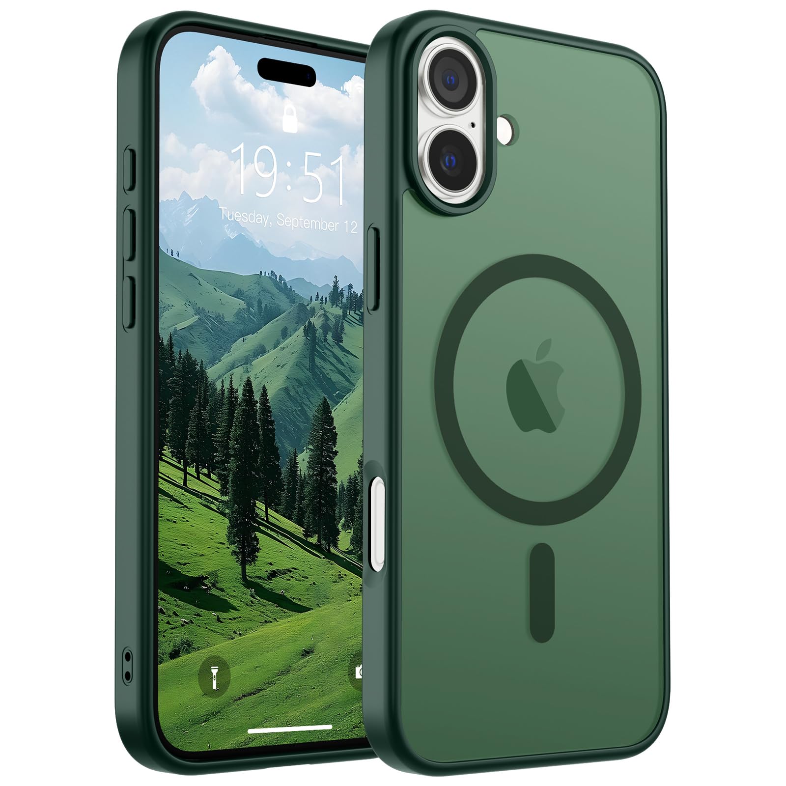 Photo 1 of SUPFINE Magnetic for iPhone 16 Case (Compatible with MagSafe) (Military Grade Drop Protection) Slim Translucent Matte Shockproof with Anti-Fingerprint Phone Case,Forest Green