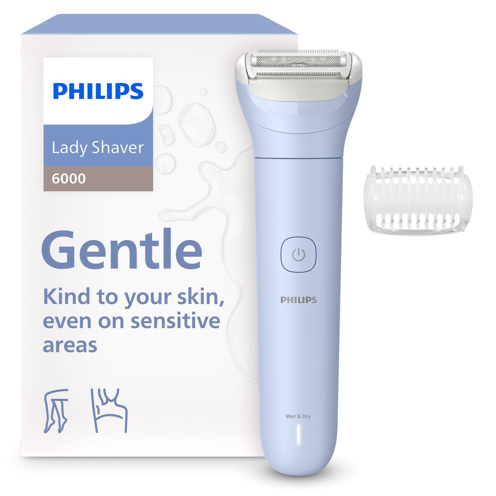 Philips Lady Shaver Series 6000 - kabelloser elektrischer Rasierer für die Nass- und Trockenrasur, 3-Klingen-Rasursystem, für Beine und Körper, 80 Min. Laufzeit, Modell BRL127/00