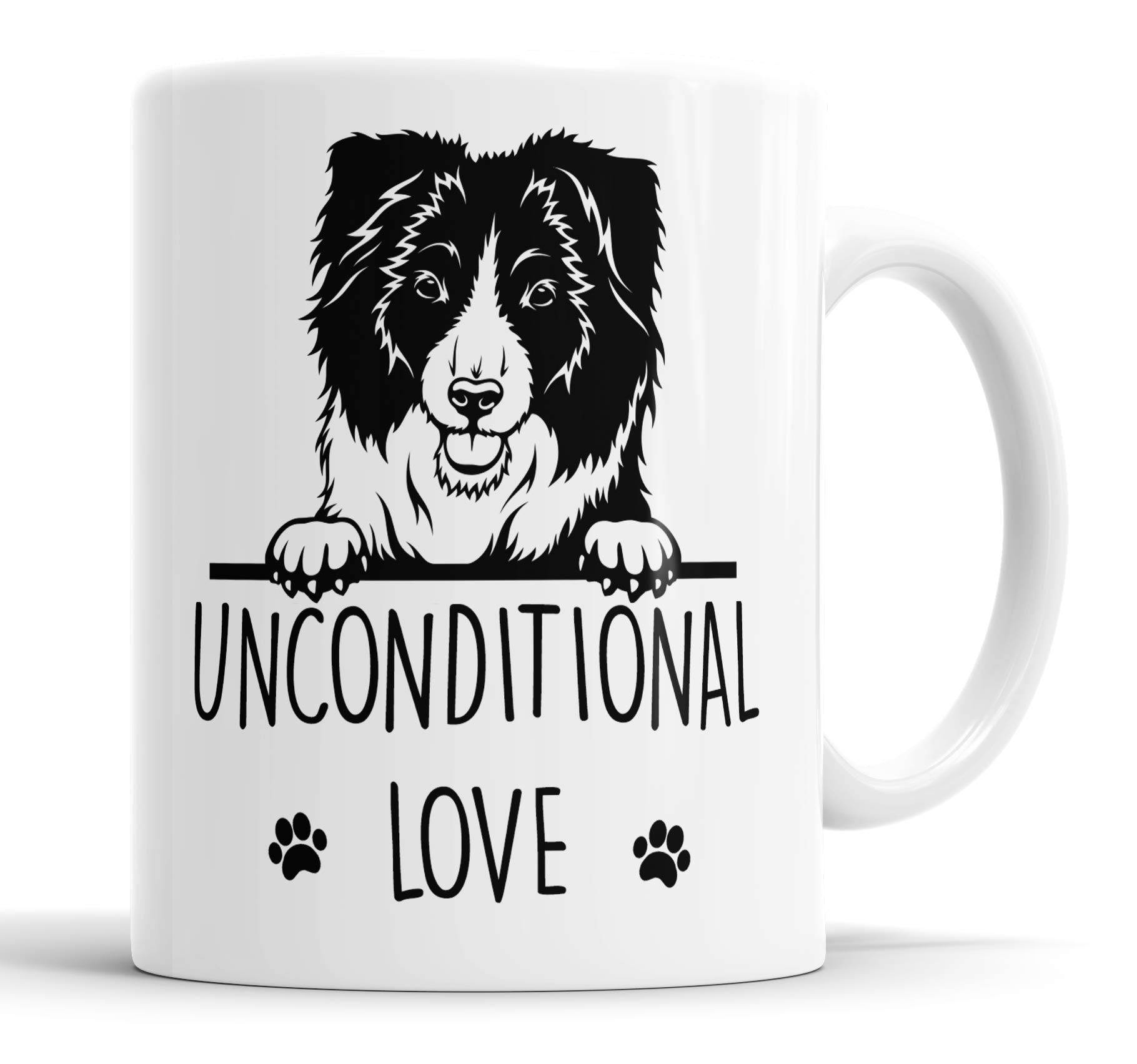 Faithful Prints Border Collie Unconditional Love Mug Pet Present Border Collie Dog Mum Dad Friend Joke Funny Gift Cup Birthday Christmas, Ceramic Mug