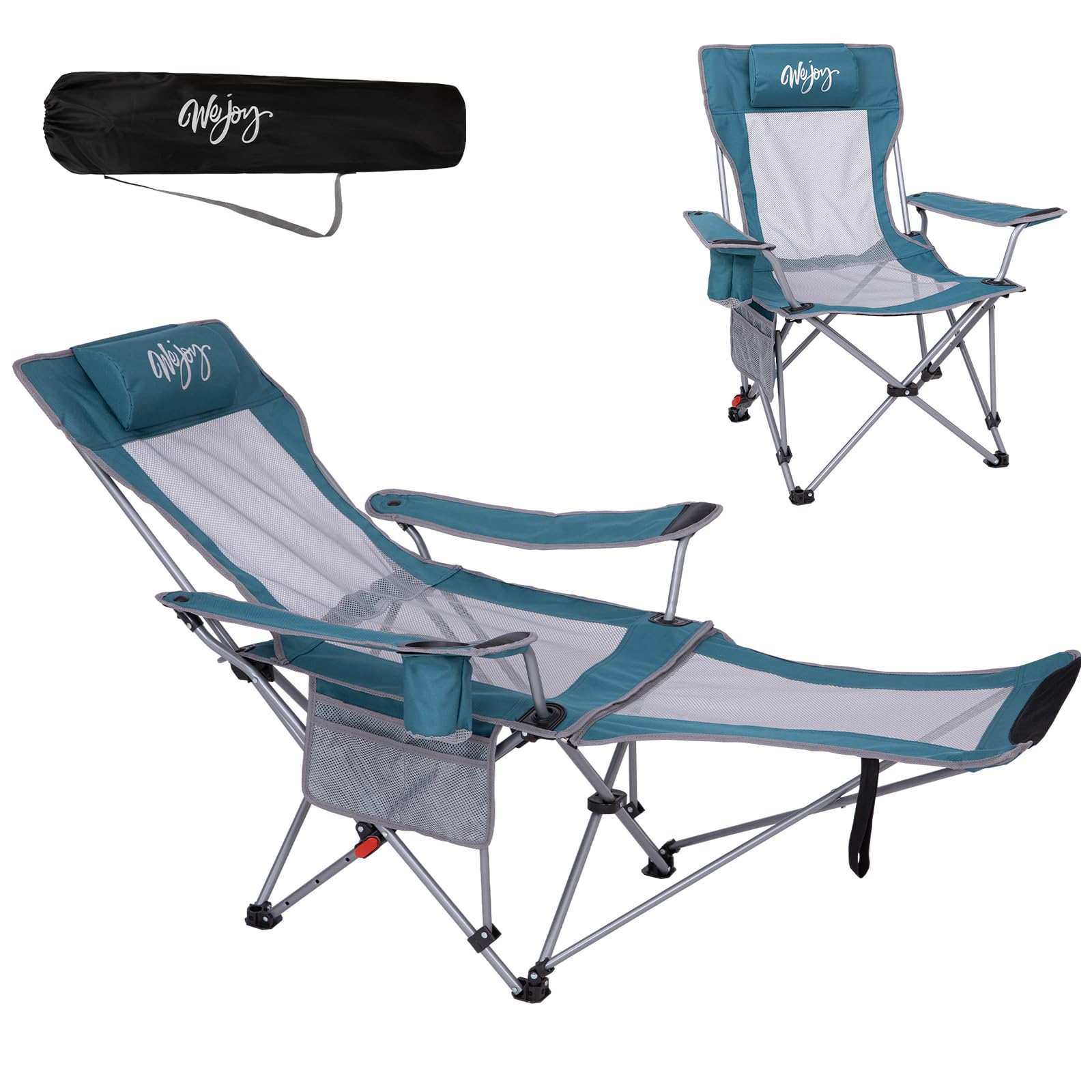 Photo 1 of #WEJOY 2-in-1 Reclining Camping Chair with Footrest for Adults Folding Lounge Chair with Adjustable Backrest Lightweight Camping Chairs Heavy Duty Camp Chairs for Outdoor