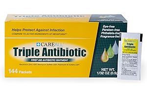 CareAll Triple Antibiotic Ointment (144 Pack), 0.9gr Foil Packet. First Aid Ointment That Prevents Infection in Minor Cuts, Scrapes, and Burns