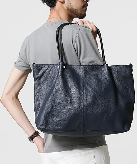 Amazon ナノ ユニバース Nano Universe プレーンレザートート F ネイビー King Medal トートバッグ