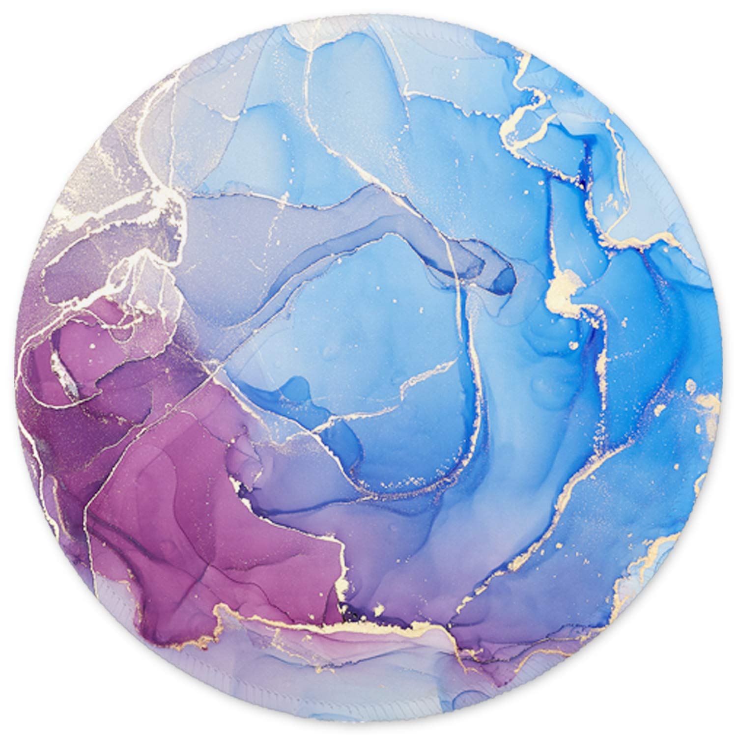 ITNRSIIET Mouse Pad with Stitched Edge, Mouse Mat Premium-Textured, Waterproof, Non-Slip Rubber Base Round Mousepad for Laptop Computer PC Office, Cute Design Desk Accessories, Modern Blue Art Marble