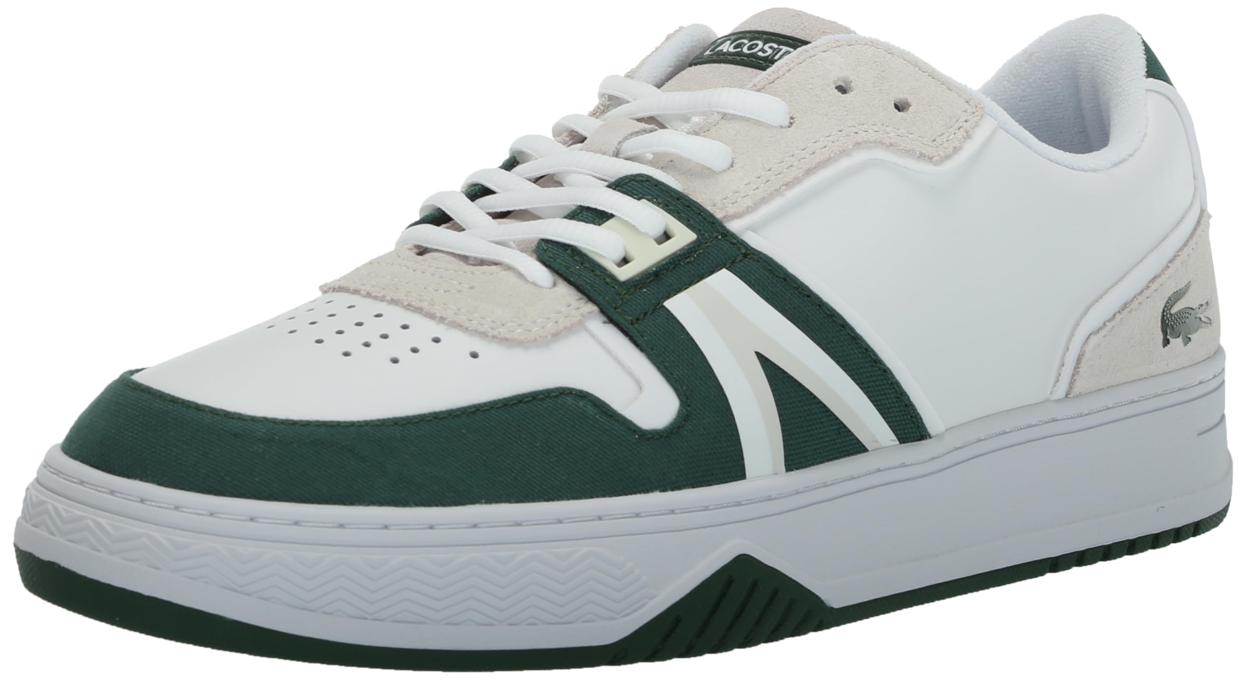 Lacoste Men's L001 Sneaker, White/Dark Green, 12.5 Image