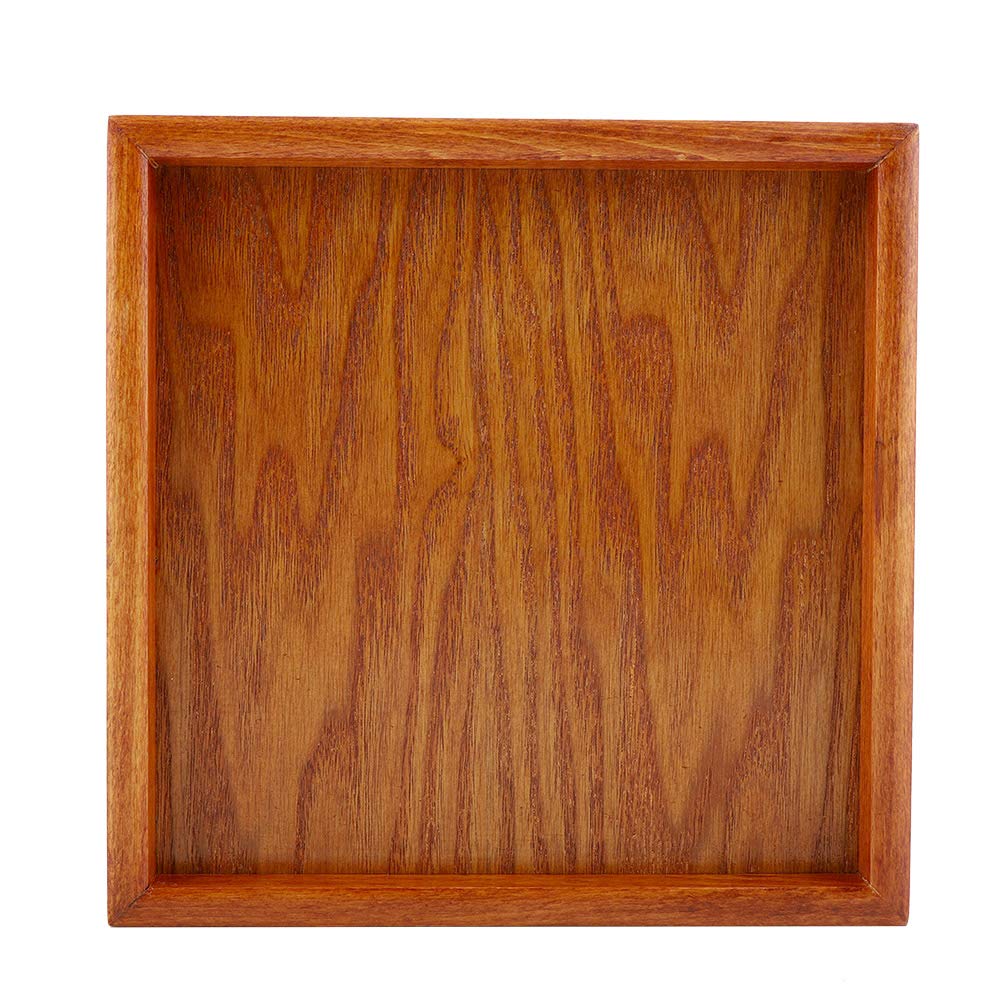 FTVOGUE Square Solid Wood Tea Tray Wooden Plate Coffee Sushi Snacks Serving Plate for Cafe Restaurant(22 * 22cm)
