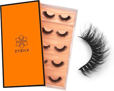 DYSILK Wispy Fluffy False Eyelashes 5 Pairs 6D Faux Mink Natural Look Cat-Eye