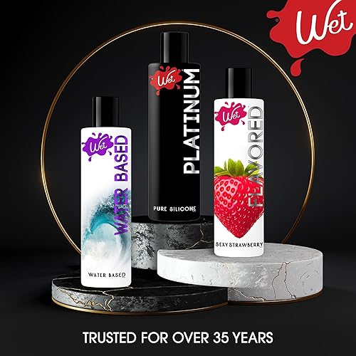 Wet Platinum Silicone-Based Lube for Men, Women & Couples, 3-Piece Sampler  - Long-Lasting & Water-Resistant Premium Personal Lubricant - Safe to Use  with Latex Condoms