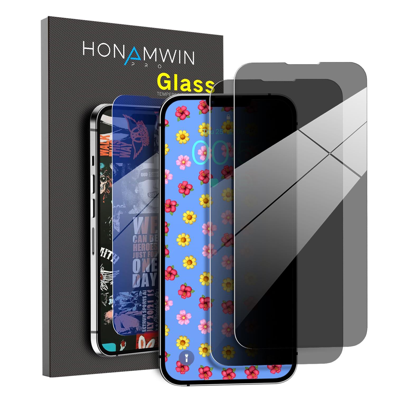 HONAMWINPRO Screen Protector Glass Anti Spy For iPhone 12 (Privacy/Scratch Resistant/Shockproof/Anti-Fingerprint) 2 PACK Screen Protector