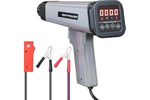 BINGOX Digital Timing Light with Tachometer, 12V Ignition Timing Gun with 0–90° Advance Angle BTDC, RPM Display, Xenon Strobe, Inductive Clamp for 2/4-Stroke Gasoline Engines – Car, Motorcycle, ATV, Boat