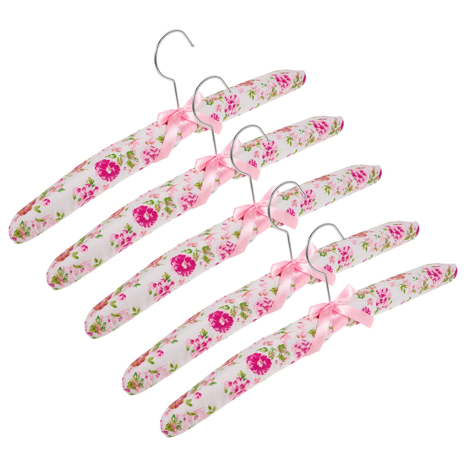 Angoily Non-Slip Padded Clothes Hangers Set of 5 15 Inch Flocked Hangers for Women Clothes Suitable for Dresses Sweaters Suits with Space-Saving Closet Organizer
