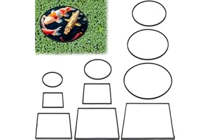 OIIKI 10 PCS Fish Feeding Rings Sets, Floating Aquarium Plant Corral, Floating Plant Rings, Oval and Square Fish Feeding Rings, Fish Tank Aquarium Accessories for Fish Tank, Floating Plants - Black