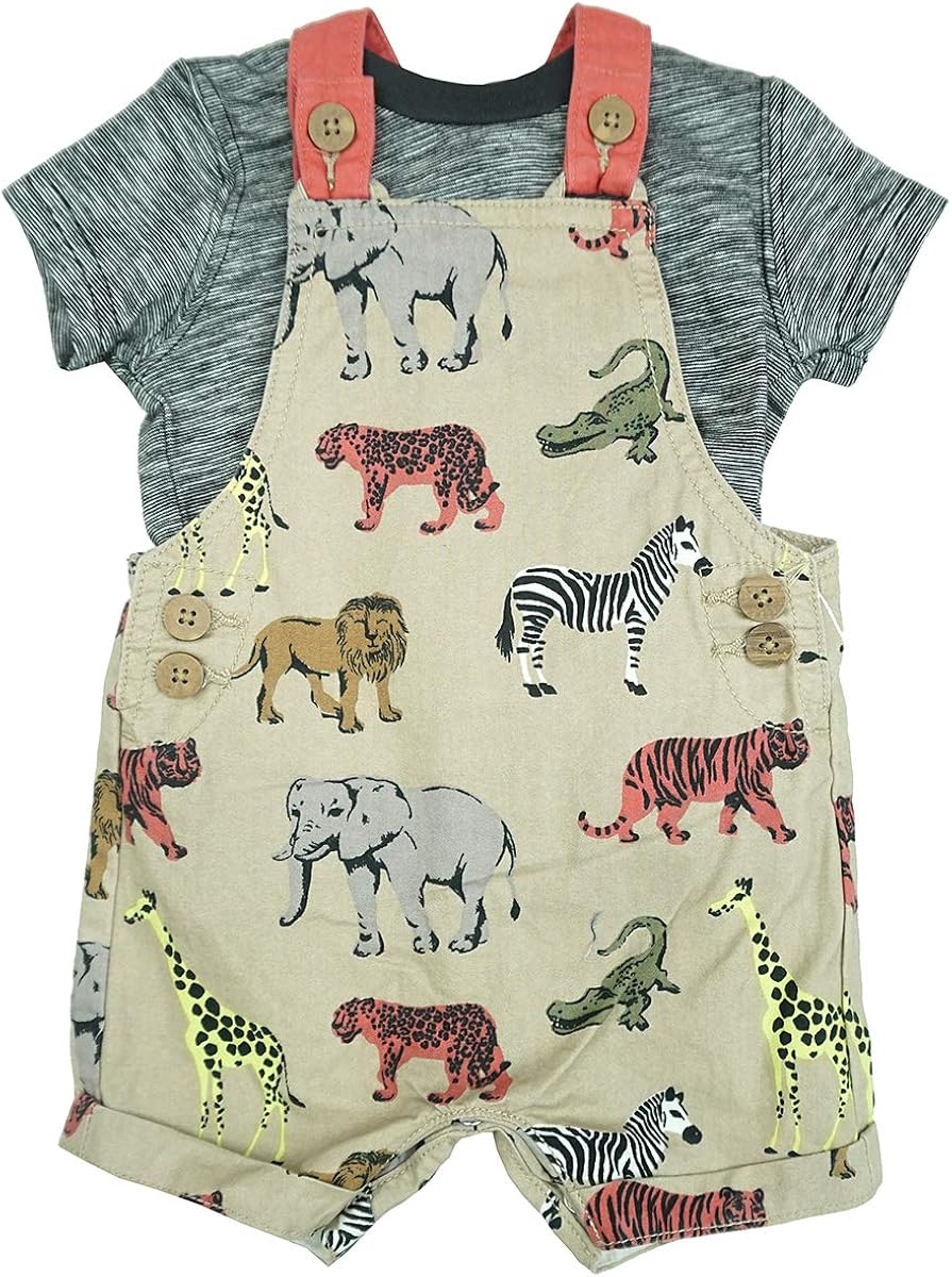 Boys Baby Toddler Jungle Safari Animal Romper & TShirt Set Sizes from