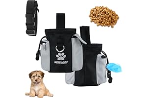 kissleaf Dog Treat Pouch, Treat Pouches for Pet Training, Dog Treat Training Pouch Dog Clicker, Dog Training Treat Pouch Built-in Poop Bag Dispenser, Hands-Free Snack Dog Treat Bag