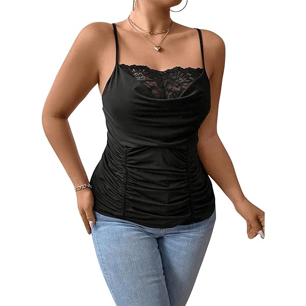 Agnes Orinda Plus Size Sexy Velvet Cami for Women Lace Deep V Neck