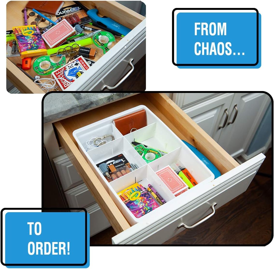 UNCLUTTERED DESIGNS Adjustable Drawer Dividers, Customizable Organization for Utility & Junk Drawers - Image 4