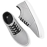 BENPAO Mens White Casual Shoes All Black Fashion Sneakers for Men Low Top Lace Up Canvas Shoes