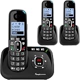 Amplicomms BigTel 1583 Cordless Phone with 2 Extra Handsets Big Buttons view 1