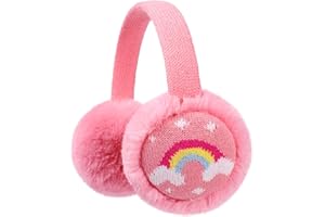BAOPLAYKIDS Kids Knitted Rainbow Earmuffs Winter Outdoor Plush Ear Muffs Ear Warmers for Girls 4-16Years