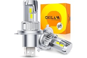 OXILAM H4 9003 HB2 Fog Bulbs, 20000LM 600% Brighter, 6500K Cool White, Plug and Play, Canbus Ready, 1:1 Mini Size Design, Long-Lasting 60,000+ Hour Lifespan, Pack of 2