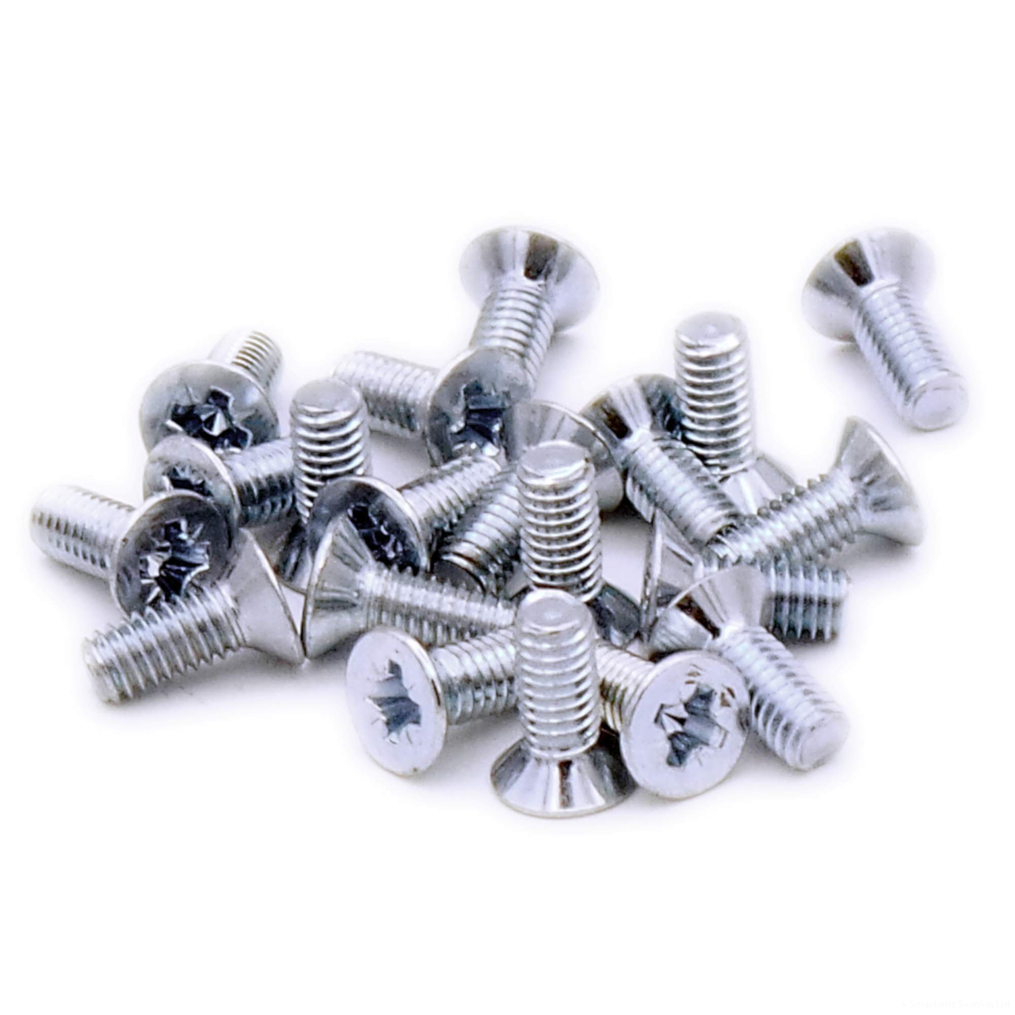 M4 (4mm x 10mm) Pozi Countersunk Machine Screw (Bolt) - Steel (Pack of 20)
