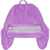 Husband Pillow Reading Pillow Cover Only - Reading Chair Cover with Generous Back &amp; Side Pockets - Standard Light Purple - Soft Washable Plush Micro Fiber Case - Perfect for Lounging or Sleeping