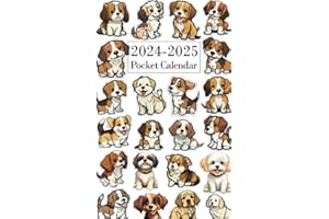 2024-2025 Pocket Calendar: 2 Year Monthly Planner for Purse from January 2024 to December 2025 with Holidays, Dogs Cover.