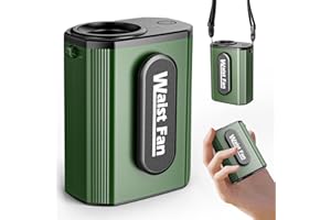 QYQBOON Portable Fan, Personal Waist Fan with 20000RPM Strong Airflow 4 Speeds Setting Hands-Free Hanging Neck Fan Rechargeable with up to 25H,Dual-Sided Clip on Wearable Belt design for Camping, Outdoor