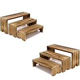 Yikaroeli 2 Set Small Display Riser Wood Risers Wooden Cupcake Display Stand 3Tiered 6Pcs Racks Perfume Display Dessert Food Stands for Vendors Event Party
