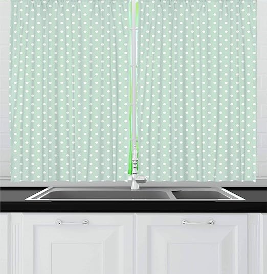Amazon Com Ambesonne Green Kitchen Curtains Retro Style Baby