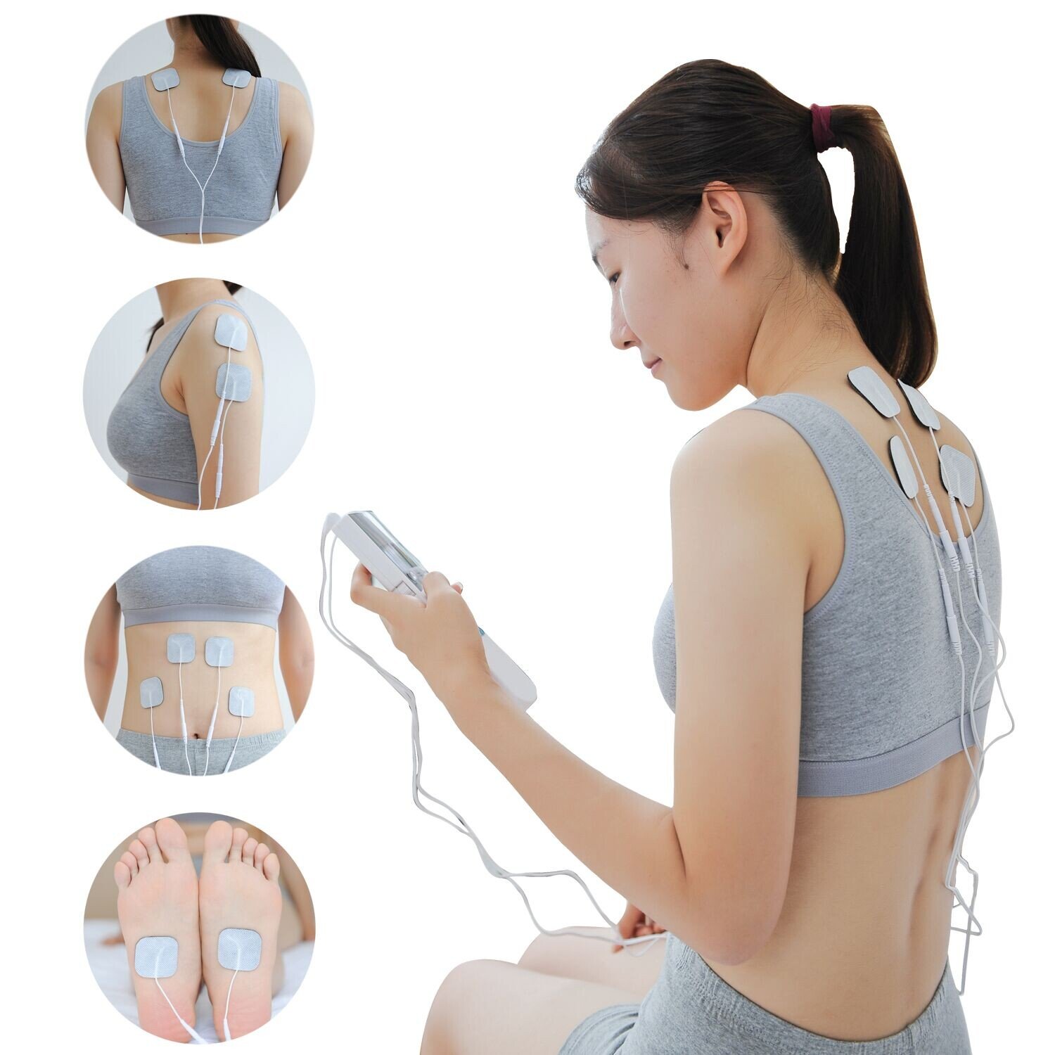 Easy@Home TENS Unit Muscle Stimulator - Electronic Pulse Massager - FDA approved for OTC Use handheld Pain Relief therapy Device – Pain Management on the Shoulder, Joint, Back, Leg&more - #EHE009