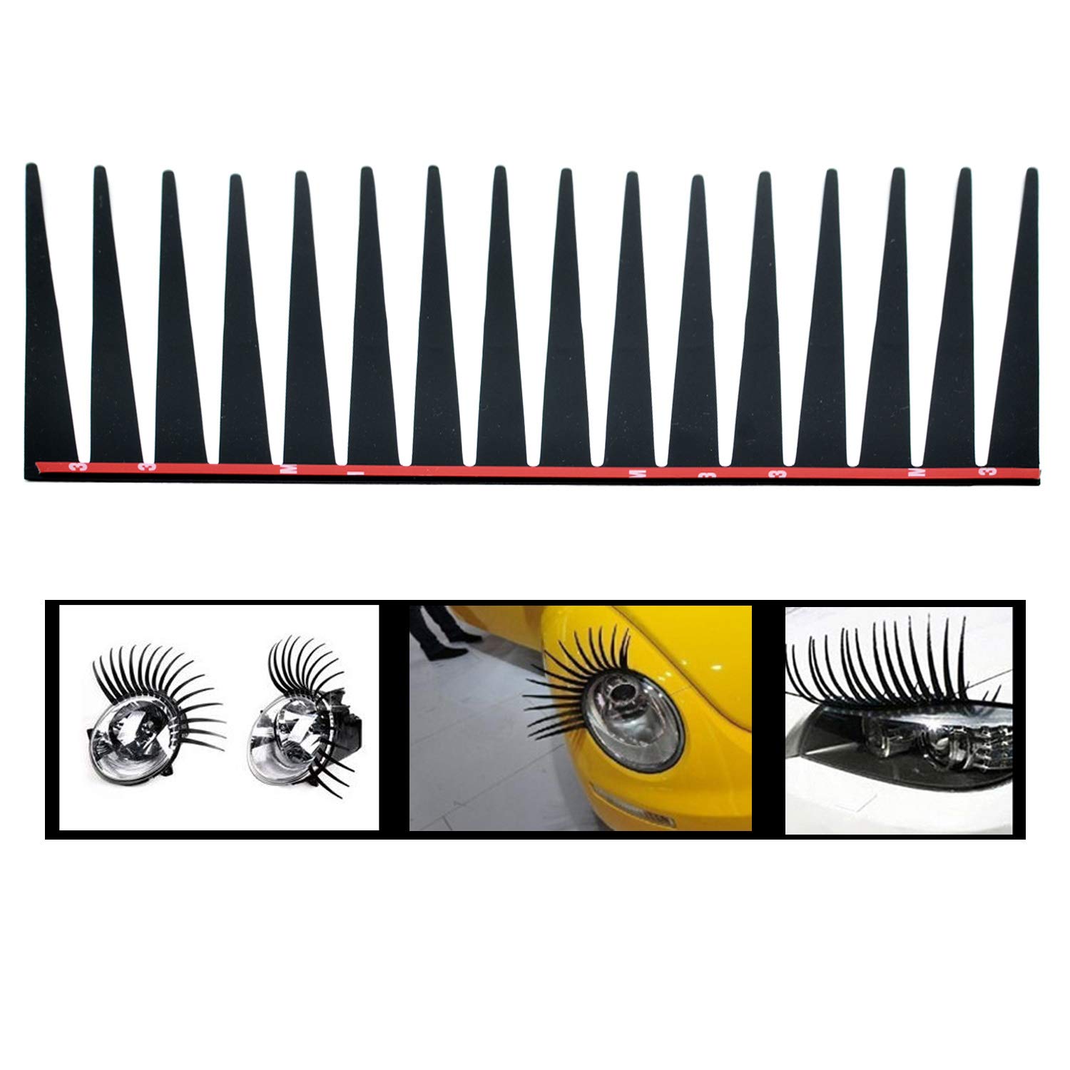 Incutex 3D Car Eyelashes Sticker Big Long Eye for Headlight Decoration 2 Sticker Black