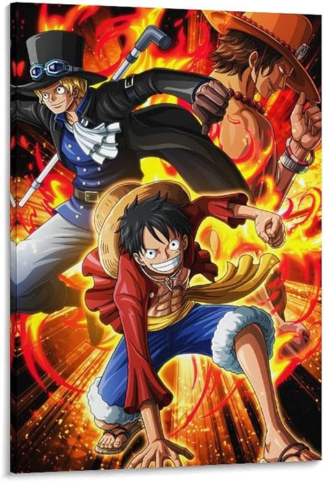 Amazon ルフィサボエース1キャンバスアートポスター画像プリント寝室の装飾ポスター子供部屋の装飾画36 24インチ 90 60cm ウォールステッカー オンライン通販