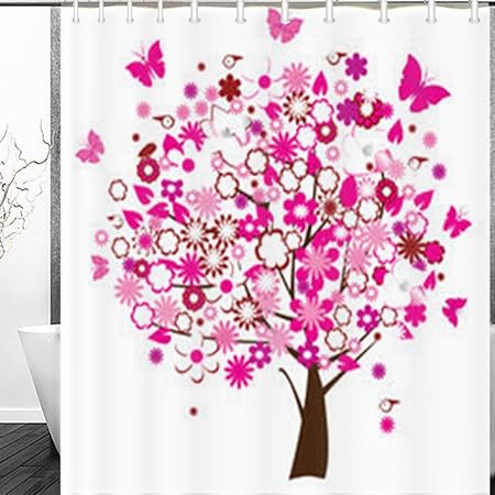 Gisruru Decor Shower Curtains Floral Tree Celebration Nature