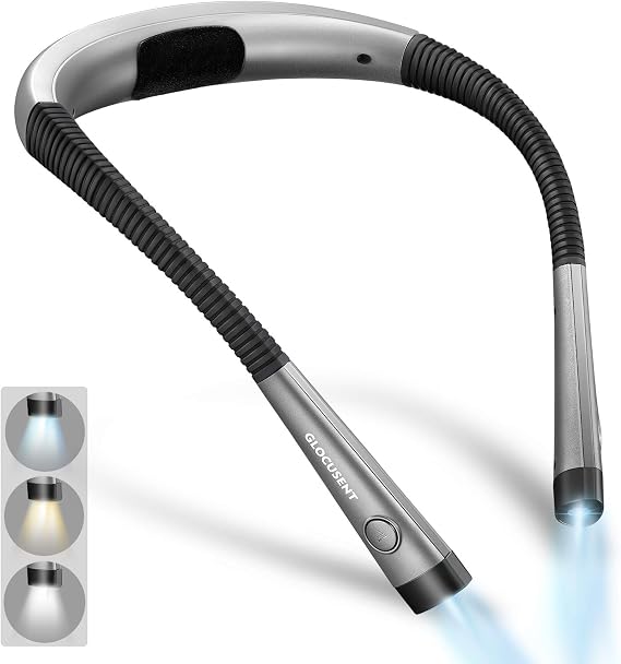 Lampe Livre Rechargeable Glocusent - 10 LED - 3 Lumières - 80h Autonomie - Parfaite Pour Lire Au Lit Ou En Voyage
