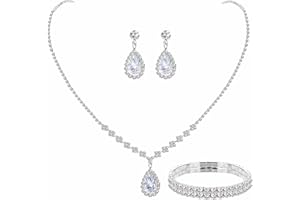 Paxuan Silver/Gold Rhinestone Crystal Wedding Bridal Bridesmaids Earrings Bracelet Set for Women Brides Bridesmaids Crystal Rhinestone Bracelet Earrings Set for Wedding Bridal Prom Pageant