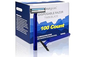 MATGICOL Disposable Razors Bulk for Shave - Mens Bulk Razors for Shaving with Lubricating Strip & 2 Stainless Steel Blades, Multipurpose Portable Razor for Bathing Hotel Travel（100 Count）