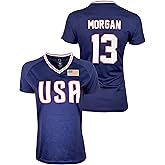 USWNT Player T Shirt Blue, Girls’ Official U.S. Women’s National Soccer Team Association USA Flag Football Tee Top Alex Mor