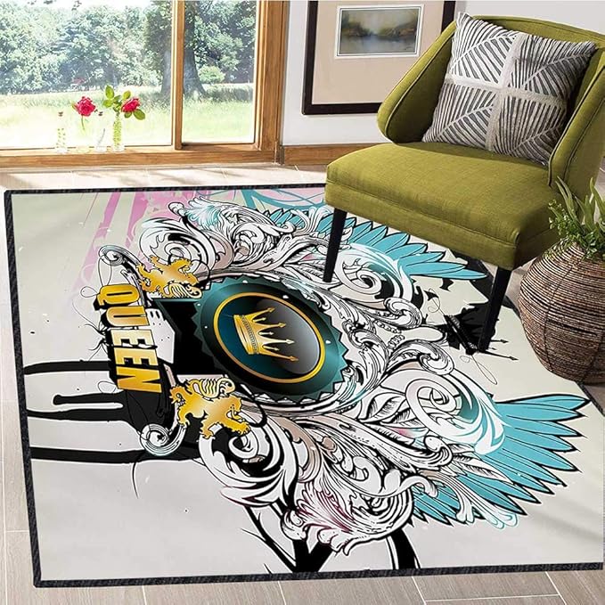 Queen, tapetes para Puerta para Interior, diseño artístico con alas de